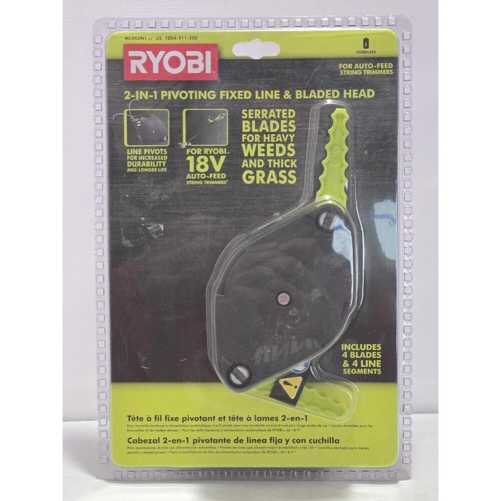 Ryobi 2-in-1 Pivoting Trimmer Head Fixed Line & Bladed Head Attachment